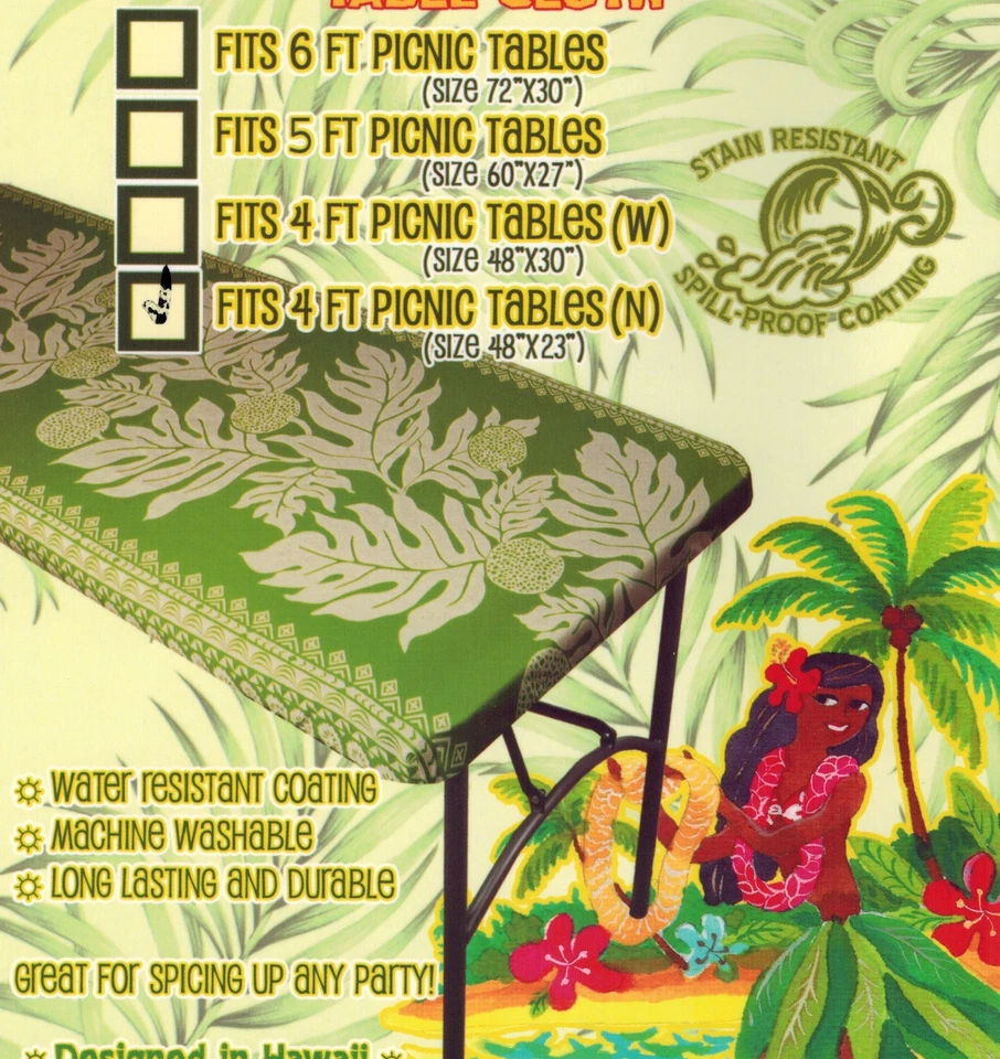 Hawaiian Fitted Tablecloth 4 x 2 feet picnic table Luau party  cover ( 6 colors) — 第 1/1 张图片