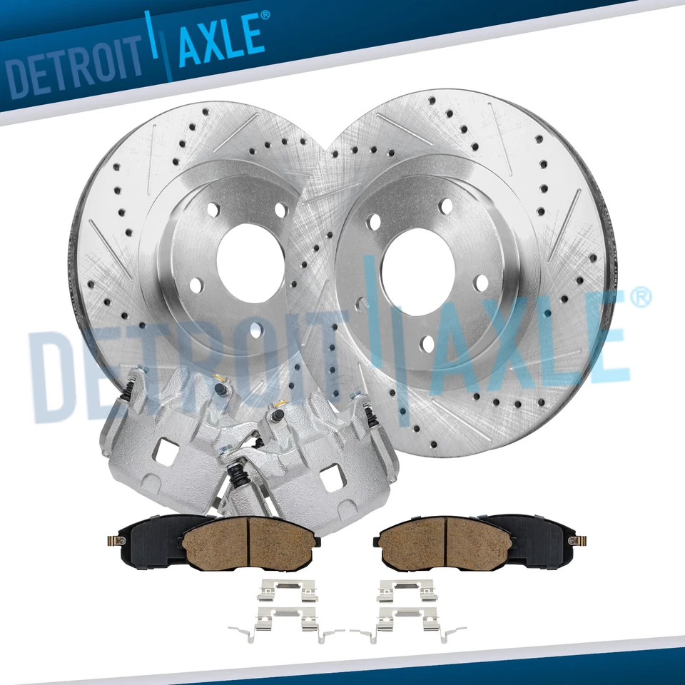 Rotores dianteiros perfurados + pastilhas de freio de pinça de freio para Maxima Altima Infiniti I35 - Imagem 1 de 4