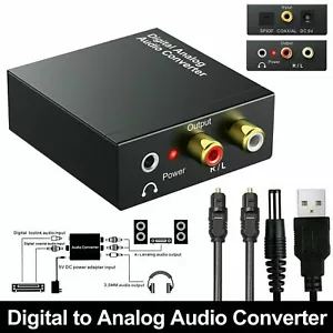 CONVERTITORE AUDIO DIGITALE ANALOGICO ADATTATORE SPDIF RCA + CAVO TOSLINK OTTICO - Foto 1 di 12
