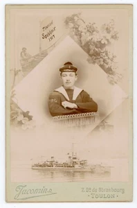 PHOTO CABINET 1917, Marin équipage de la Flotte montage croiseur Jacobin Toulon - Picture 1 of 2