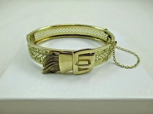 Brazalete Brazalete Vintage Whiting David Tono Dorado Hebilla Bisagras Firmado 6.5" 498E - Imagen 1 de 11