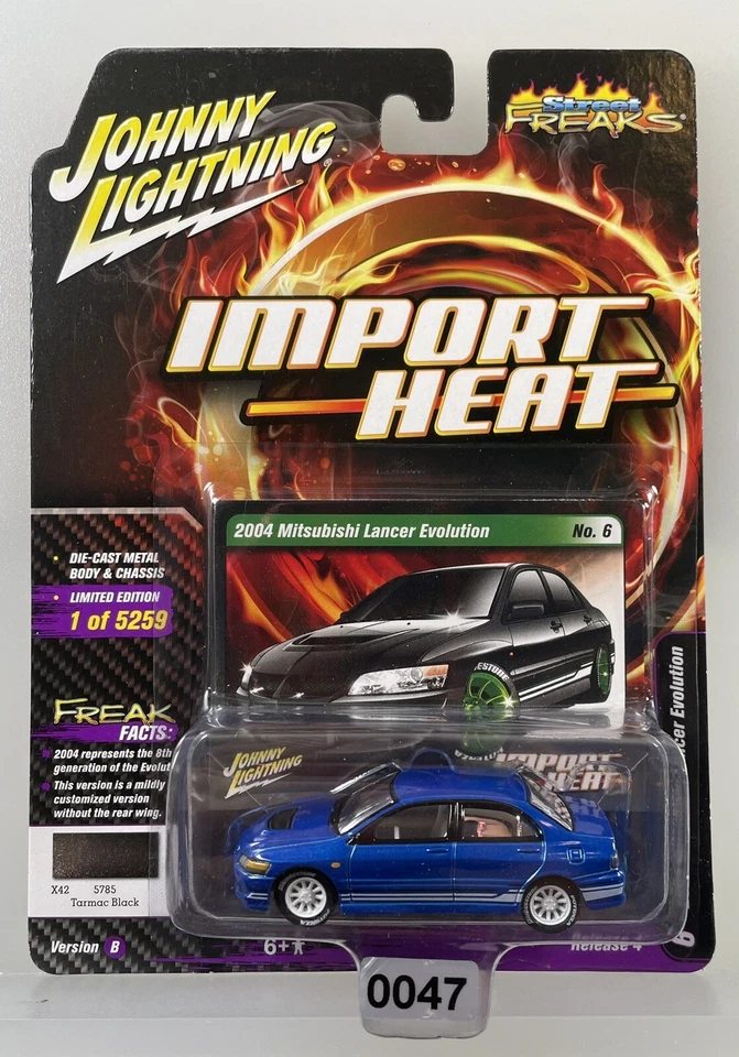 Johnny Lightning 2004 MITSUBISHI Lancer EVO Evolution 1/64 Blue JLCP7123