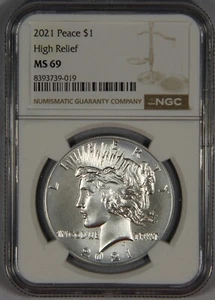 2021 Peace Silver Dollar NGC MS69 High Relief $1 - Picture 1 of 3
