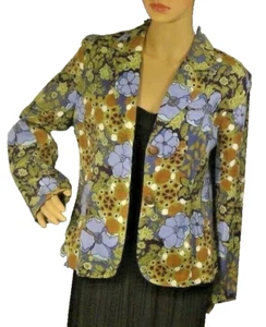Requirements women's blazer floral 2 buttons retro look women size M - Picture 1 of 10