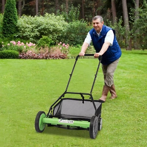 NEW! Manual Hand Push Grass Cutter Lawn Mower Garden Lawnmower 20" Cutting Width - Picture 1 of 19