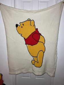 VTG Winnie The Pooh Handmade Crochet Baby Blanket Unisex Openings For Hanging - Picture 1 of 3