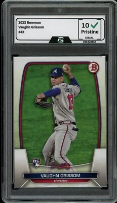 2023 Bowman #42 Vaughn Grissom GRADED 10 GEM Mint Rookie Card RC Braves - Image 1 of 2