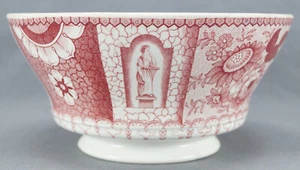 Samuel & John Rathbone Statuary Red Transferware Pearlware Waste Bowl 1811-1835 - Picture 1 of 12