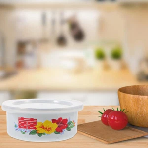  1 Set of Salad Bowl Food Fresh Keeping Bowl Instant Noodle Bowl with Lid Enamel - Picture 1 of 12