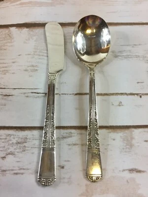 2 piezas Child Oneida OAKLEIGH ROYAL YORK Tudor Plate Community Silverware 1937 Foto 1 de 3