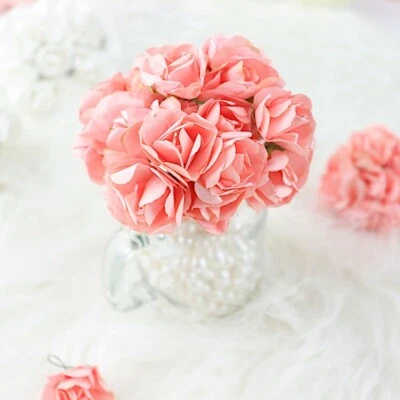 144 Craft 0.5" wide Mini Paper Roses Wedding DIY Party Flowers WHOLESALE SALE - Image 1 of 2