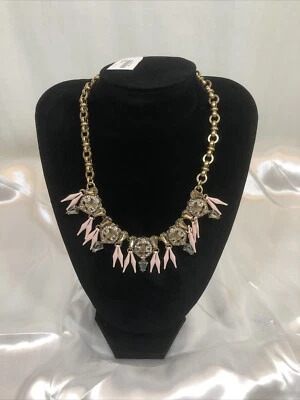 J Crew Designer Jewelry Signed Gold Tone Pink Spikes & Faceted Christals NWT - Image 1 of 4