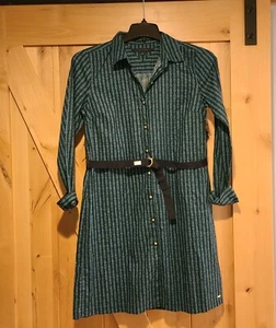 Tommy Hilfiger Gr. M Hemdblusenkleid blau grün Baumwolle Gürtel Kettenglied Old Money - Bild 1 von 13