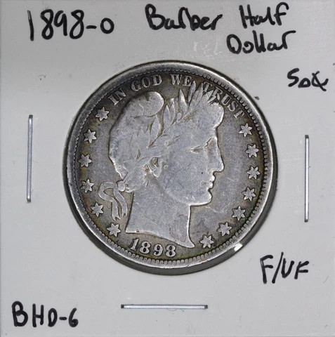 1898-O (F) Barber Half Dollar 50c Fine US Coin Cover