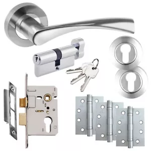 Astrid Chrom Türgriff Set - Euroschloss - Mehrfachbelegung Türpaket - Bild 1 von 3