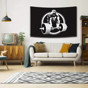 Fitness Banner Flag 3x5ft Sign Poster Home Gorilla Gym Garage Workout Equipment - Picture 1 of 7