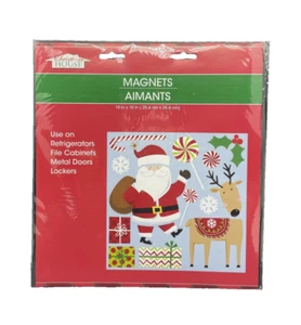 NEW Winter Seasonal Santa & Reindeer Refrigerator Magnets, 10” x 10” - Picture 1 of 2