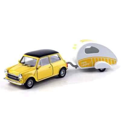 Mini Cooper Motor Car Caravan Diecast 1:38 Scale Miniature Toy - Image 1 of 4