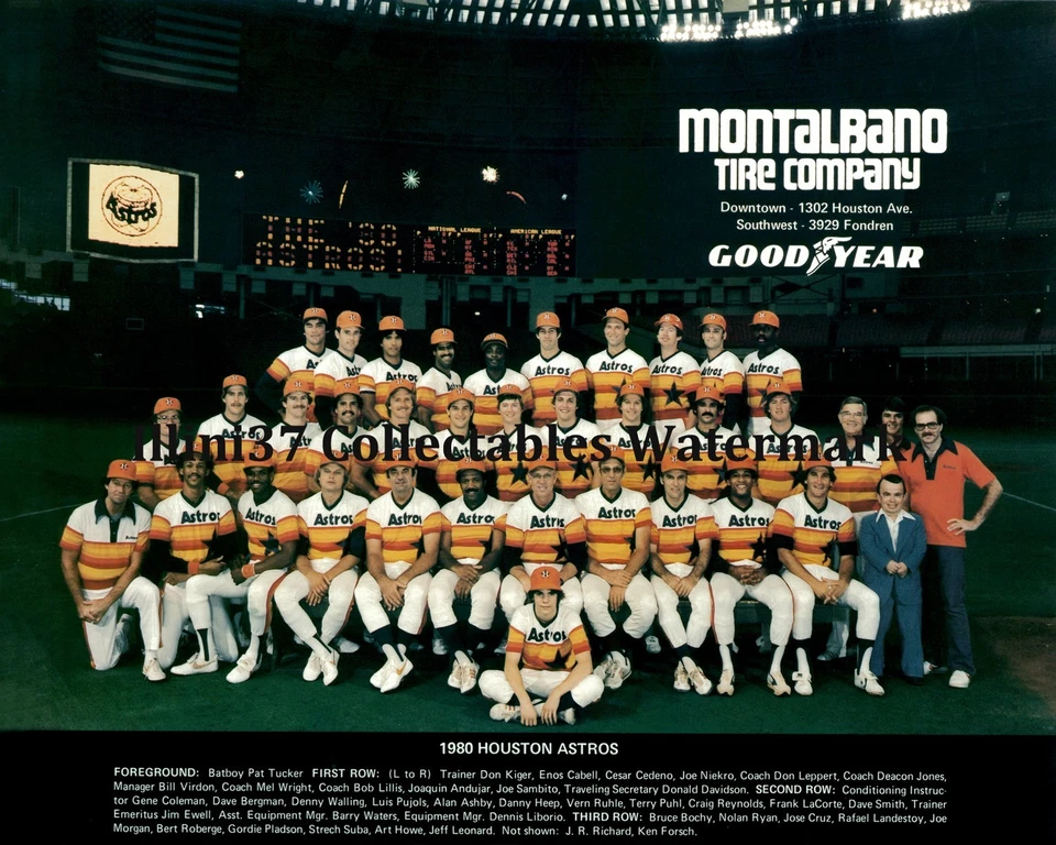 1980 HOUSTON ASTROS 8X10 TEAM PHOTO MORGAN CABELL CEDENO NIEKRO ANDIJAR RYAN - Image 1 of 1