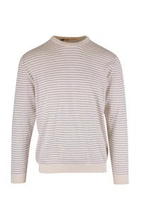 Maurizio Baldassari Men's Silk/Cotton Crew Neck Striped Sweater EU52 L NEW $395 - Picture 1 of 3