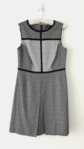 M & S Dress Women's Black & Ivory Pattern Sleeveless Pinafore Size 14 BNWT - Picture 1 of 10
