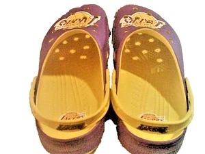 Los Angeles Lakers Crocs Clogs Shoes Purple Gold Size 12 Men NBA Basketball Fan - Picture 1 of 9