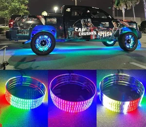 APP+Remote For CAR Truck Underglow Dream Color 17.5" Triple ROW Wheel Rim Lights - Picture 1 of 13