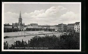 Saarlautern, Ansichtskarte, Platz mit Kirche und Strassenbahn  - Picture 1 of 2