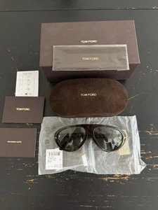 TOM FORD CAMILLO-02 FT0988 52N Sunglasses Havana Frame Green Lenses 60mm - Picture 1 of 15