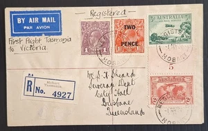 1931 Australia 1st Flight Cover Tasmania to Victoria Hobart to Melbounre AAMC197 - Picture 1 of 2