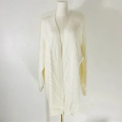 Cárdigan C&C California patrón trenzado mezcla de algodón blanco roto talla XL/1X NUEVO CON ETIQUETAS Foto 1 de 4