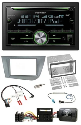 Pioneer Bluetooth Lenkrad DAB 2DIN USB CD Autoradio für Seat Leon 2005-2012 silb - Bild 1 von 4