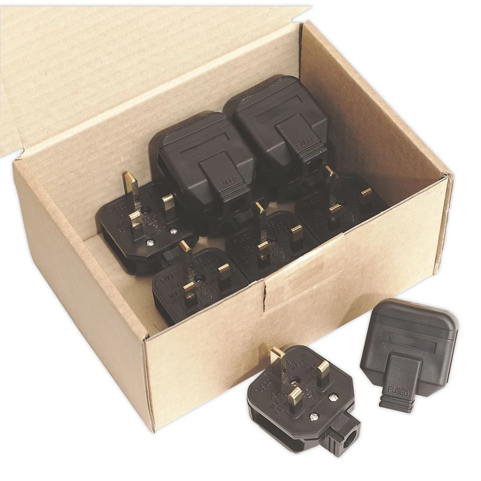 Sealey Black 13A heavy-Duty Plug Pack of 10 PL/13/3 - Image 1 of 1