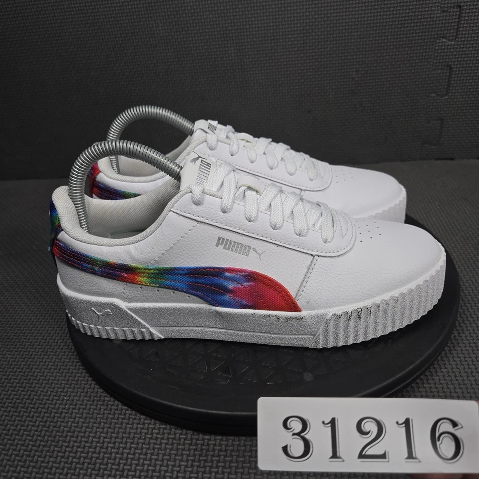 Zapatos Puma para mujer talla 8,5 blancos bajos arco iris tira suave espuma + 366670-01 Foto 1 de 4