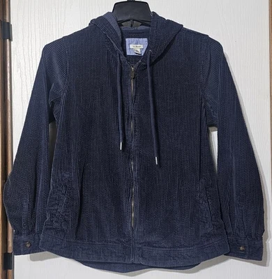 L.L. Chaqueta Bean Comfort Pana Azul Cremallera Completa con Capucha Mujer’s Talla Mediana Foto 1 de 4
