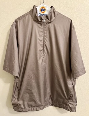 Greg Norman Golf Windbreaker Pullover Short Sleeve Tan / Gold Large Mens - Image 1 of 4