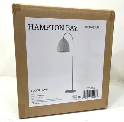 Hampton Bay Highler 61 in. Silver Floor Lamp with White Rattan Shade HD5887F5 - Image 1 of 2