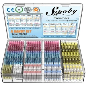 210pcs Heat Shrink Wire Connectors 135 pcs Heat Shrink Crimp Butt Connectors ... - Picture 1 of 6