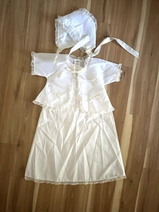 Vestido bautismal bautizo bebé de colección, chaqueta y gorro 0-3 M vestido infantil Layette - Imagen 1 de 11