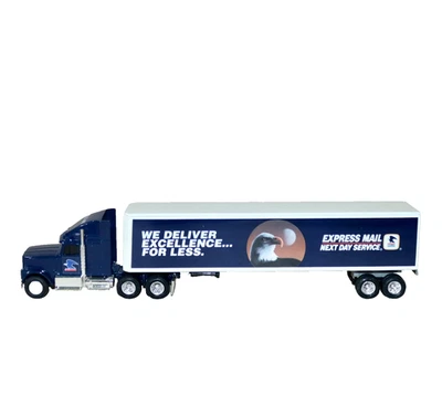 Ertl USPS Express Mail Next Day ‘91 International Cab Tractor Trailer #9494 1:64 - Image 1 of 4