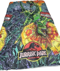 Jurassic Park Dilophosaurus Velociraptor Sleeping Bag 30” X 57” 1992 Vintage - Picture 1 of 11