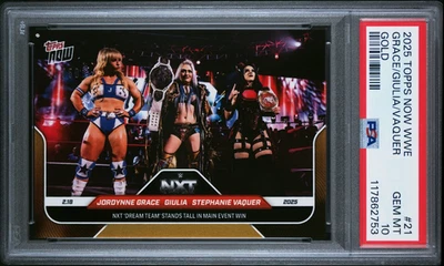 Stephanie Vaquer Giulia Jordynne Grace 2025 Topps Now WWE #21 Gold 42/50 PSA 10 - Image 1 of 4
