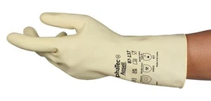 Ansell Unlined Flexible Thin latex Rubber Gloves Chemical Resistant Food - Picture 1 of 4