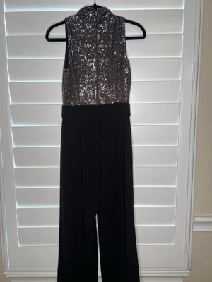 Traje pantalón mameluco de lentejuelas para mujer White House Black Market Label, talla 00 elegante  Foto 1 de 4