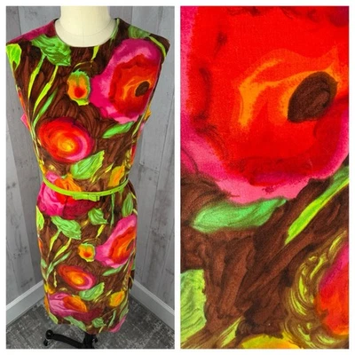 VESTIDO Vintage Años 60 Terciopelo Flower Power Jumper Vestido Mod Sin Mangas Años 70 Foto 1 de 4