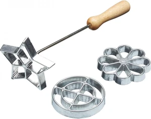 Home Made Ferri per Rosette Svedesi, Metallo, Set Di 4 Stampi per Biscotti Tipic - Foto 1 di 12