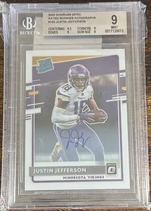 2020 Donruss Optic Rated Rookie Autographs Justin Jefferson #/150 BGS 9 / 10 Aut - Picture 1 of 2
