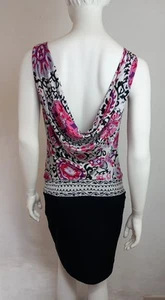 Vestido MARELLA MAX MARA 38/40 Blanco Rosa Negro Sin Mangas Escote Profundo Trasero - Imagen 1 de 9