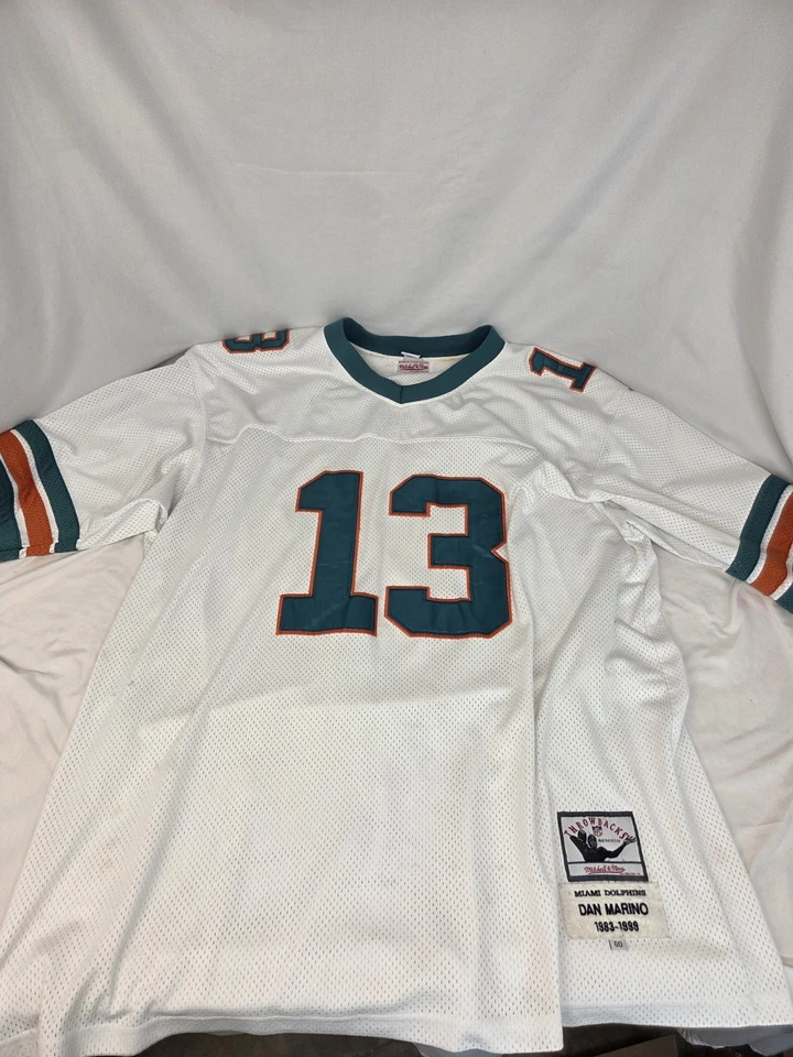Camiseta deportiva Mitchell Ness 100 % auténtica Dan Marino Miami Dolphins talla 60 retro Foto 1 de 4