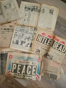 WW2 2. Weltkrieg Zeitungen riesiges Lot Original Epoche 1945 für Sammelalbum/Projekt - Bild 1 von 16